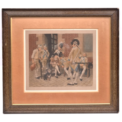 13 - An Ackermann print “Rifle Brigade”, d 1841 mounted and framed by Ackermann & Son with their label on... 