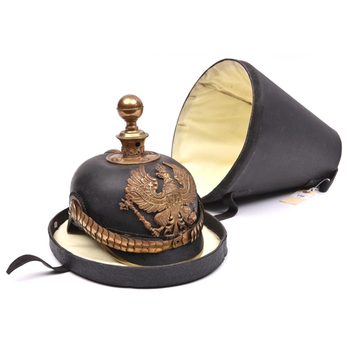 146 - A Prussian WWI period Artillery Officer's pickelhaube, with ball top, perlring, star rivets, chinsca... 