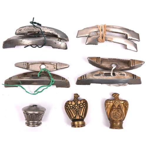 154 - Third  Reich dagger parts: 2 Naval pommels (one with anchor in place of swastika); Army pommel; and ... 