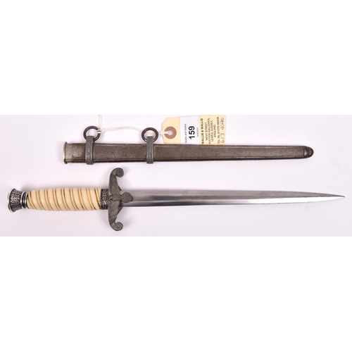 159 - A Third Reich Army officer's dagger, by WKC, in its sheath. GC (hilt plating worn, rust marks to she... 