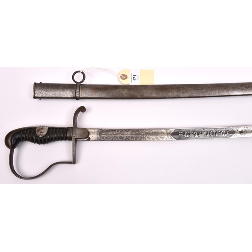 171 - An Imperial German Artillery Officer's Sword, the plated blade having early Eickhorn mark and etched... 