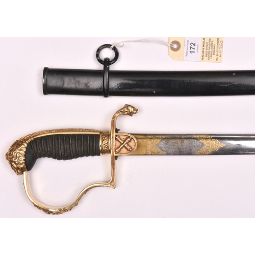 172 - An Imperial German artillery officer’s sword, plated pipe backed blade 32½”, DE at point, by Weyersb... 