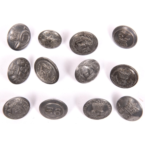 197 - 11 pre 1855 Scottish infantry OR's open back pewter buttons, diam 18-20mm: 21st, 71st and 74th, 72nd... 