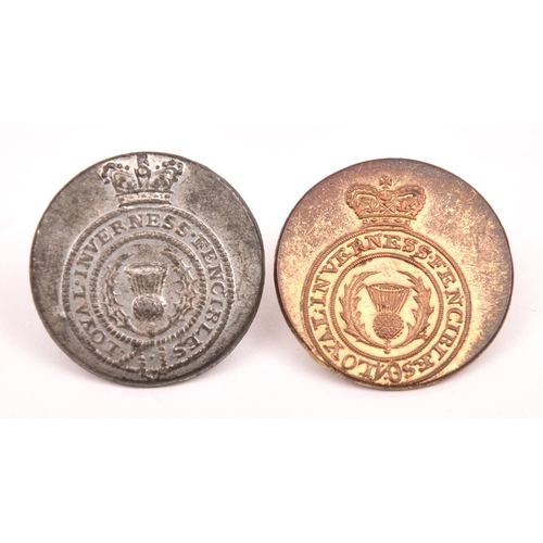 201 - An officers large flat gilt button of the Loyal Inverness Fencibles, backmark of 