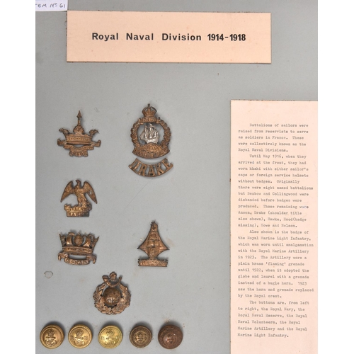 205 - 5 WWI Royal Naval Division cap badges: Drake, Hawke, Nelson, Howe and Anson, all with maker's tablet... 