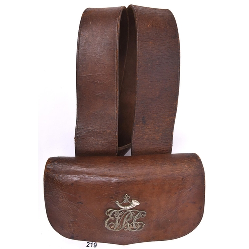 219 - A brown leather shoulder belt and pouch of the Edinburgh Volunteer Rifle Corps, the pouch flap beari... 