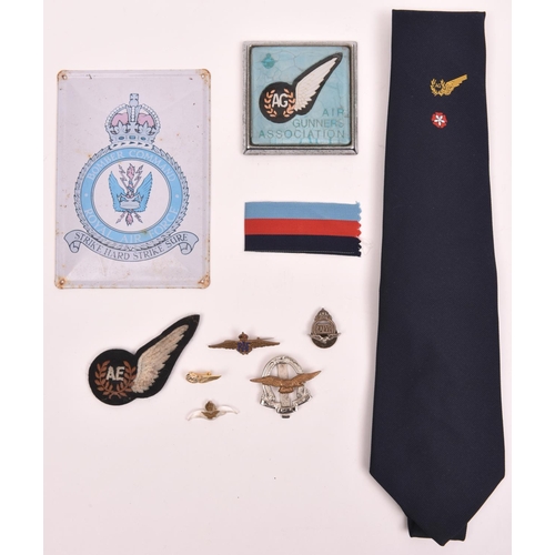 235 - RAF items: Air Gunners Association car radiator badge, necktie, A.G. Association (Northants) Members... 