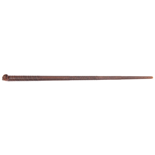 277 - A 19th century Indian hardwood walking cane, the top carved in the form of a “Tipu Sultan” tiger's h... 