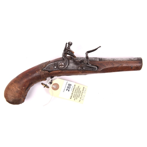 288 - A small flintlock pistol, possibly Afghan or similar,  constructed utilising parts of a mid 18th cen... 