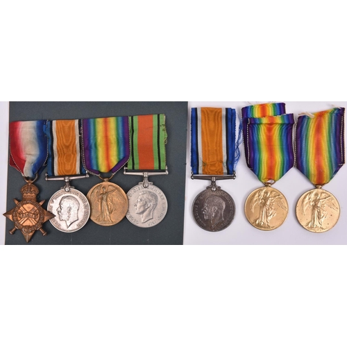 29 - Four: 1914-15 star (SS-458 Pte R Hutcheon ASC), BWM, Victory (A.Sjt), WWII Defence medal (un-named a... 