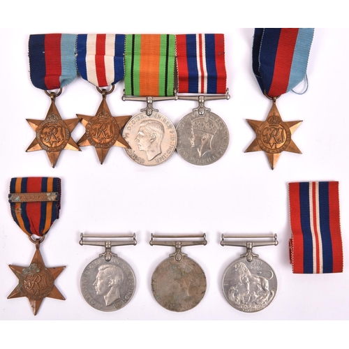 35 - Four: 1939-45 star, F&G star, Defence, War, mounted as worn. WWII singles: 1939-45 star, Burma star ... 