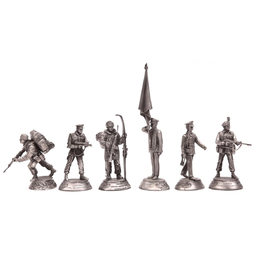 46 - 6 unpainted Stadden pewter military figures: “Private No.2 Dress 1984”,” Private Logistic Support Re... 