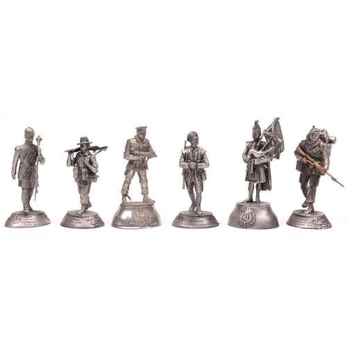 47 - 6 unpainted Stadden pewter military figures: “ Sergeant Retreat from Mons 1914”, “Gurkha Bren Gunner... 