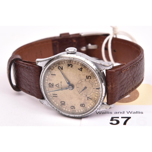 57 - Festa branded wristwatch. Plated case, brushed finish, wear and scratches to plating, 30mm without c... 