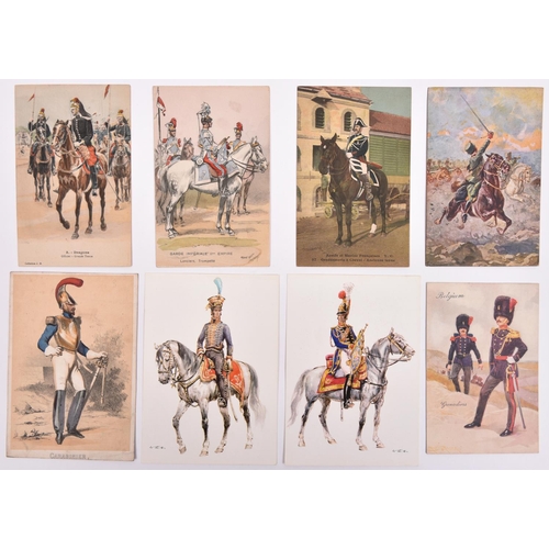 6 - 156 Foreign military postcards, mostly French, mounted in plastic sleeves. GC £30-50