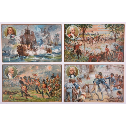 8 - A set of 12 historical coloured postcards of land and sea battles, issued by Price Candle Co, c 1910... 