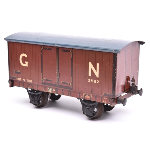 101 - A Gauge One Marklin GNR 8-ton Freight Van, 2882. With brown wood-effect litho printed sides and ends... 