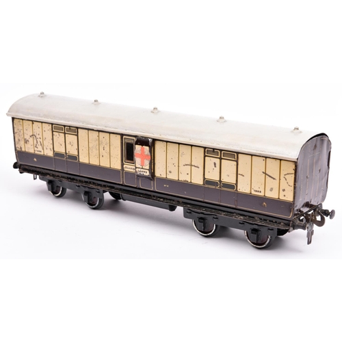 109 - A Gauge One railway Carette LNWR Full Brake bogie van. 1332, in lined chocolate and cream livery wit... 