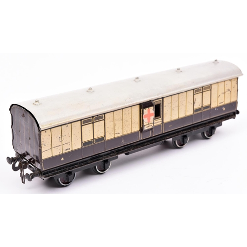 109 - A Gauge One railway Carette LNWR Full Brake bogie van. 1332, in lined chocolate and cream livery wit... 