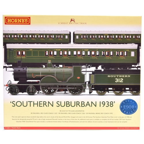 43 - A Hornby OO gauge Southern Suburban 1938 train pack (R2813). Comprising; a Class T9 4-4-0 tender loc... 
