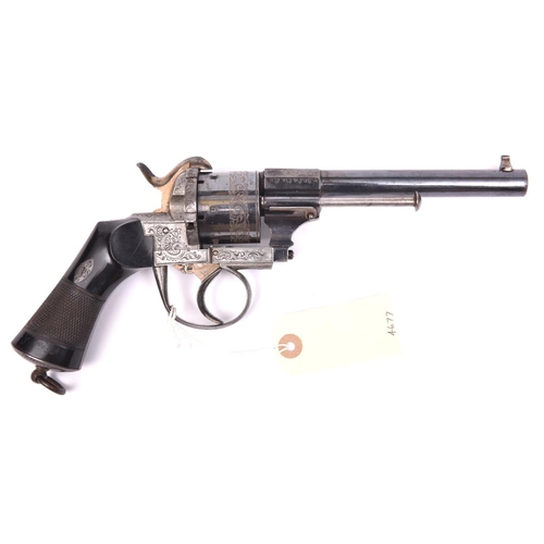 A good German 6 shot 12mm double action pinfire revolver, c 1865, round ...