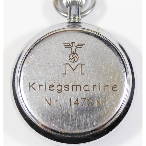 26 - Hanhart Kriegsmarine 30 second stopwatch. Plated case, 51mm diameter, slight scratching. Marked with... 