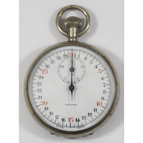 27 - Zenith Kriegsmarine 30 second stopwatch. Plated case, 48mm in diameter, hinged back, good condition.... 