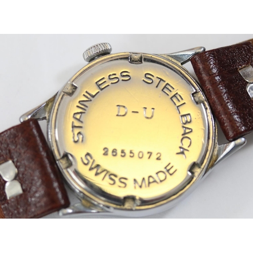 36 - DU marked Civitas wristwatch. Serial D-U 2655072. Steel case, polished, 32mm without crown. Fixed ba... 