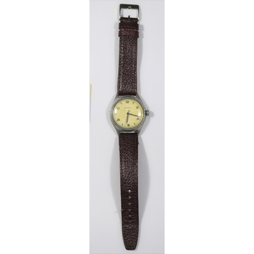 40 - D.I.H marked Helvetia centre seconds wristwatch. Serial D.I.000687H. Plated case with snap back, wea... 