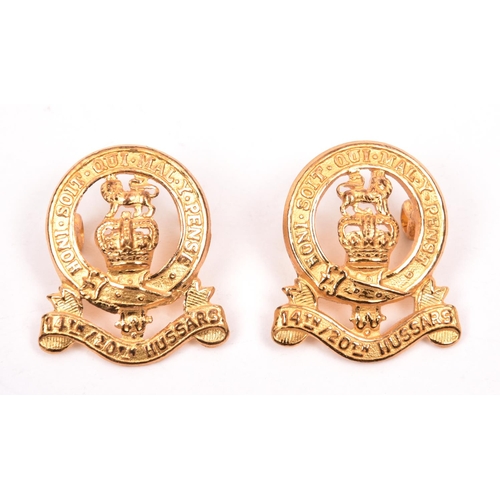 116 - A good pair of post 1953 officer’s gilt collar badges of the 14/20th Hussars. As New Condition, the ... 