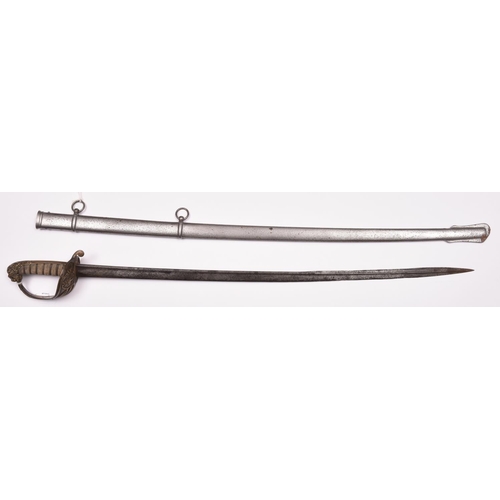 136 - An early Victorian 1827 pattern Naval officer’s sword, slender pipe back blade 29”, the regulation p... 