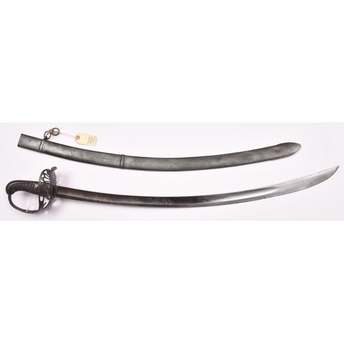 138 - A composite 1796 type cavalry officer’s sword, the 32” engraved, blued and gilt blade and steel scab... 