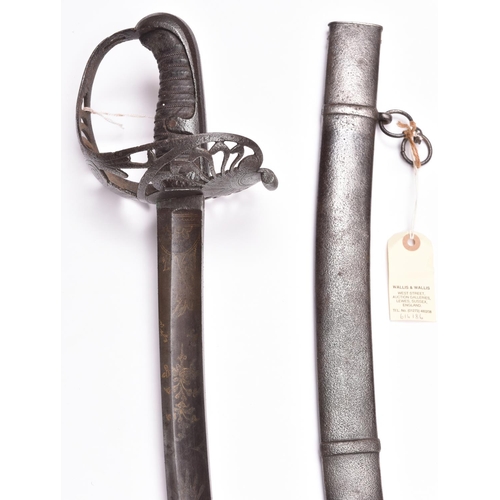 138 - A composite 1796 type cavalry officer’s sword, the 32” engraved, blued and gilt blade and steel scab... 