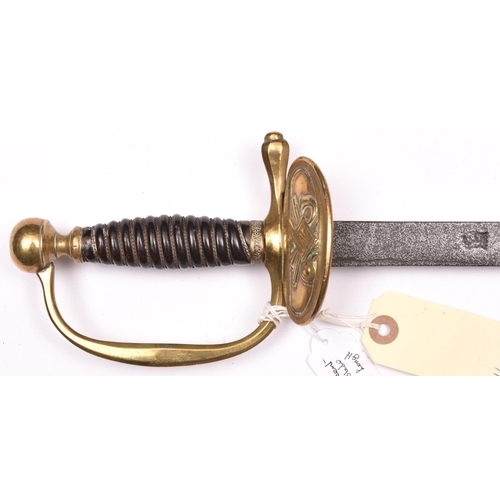 154 - An early 19th century European military bandsmans sword, probably French, the German blade 28” of fl... 