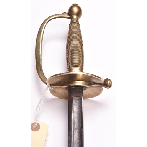 192 - An American 1840 pattern NCO’s sword, straight SE blade 31” with full length fullers, brass hilt wit... 