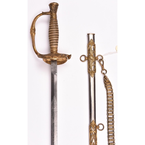 193 - A late 19th century American Society sword of the “Uniform Rank Red Men (Chieftain’s League)”, DE bl... 