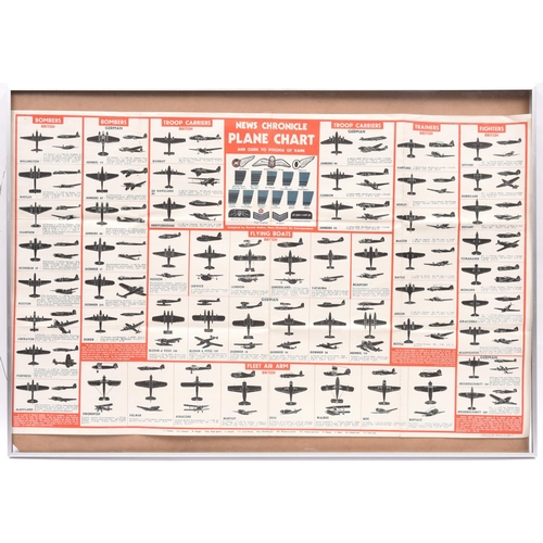 2 - A large WWII aircraft recognition poster, pub by the News Chronicle, 39” x 24”, in a modern glazed m... 