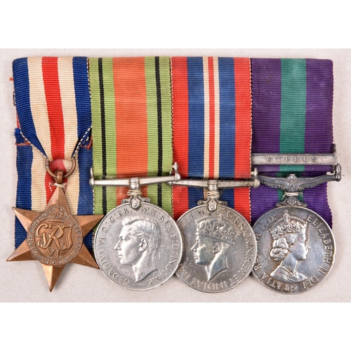 7 - Four: France and Germany star, Defence, War medal, GSM 1962 1 clasp Cyprus (2296 Pte P.C.H. Bell, Wi... 