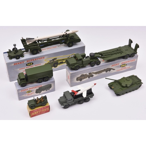 361 - 6 Dinky Toys Military Vehicles. Missile Erecting Vehicle with Corporal Missile & Launching Platform ... 