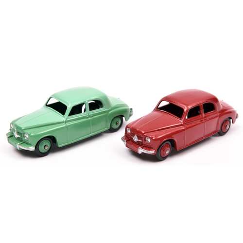 374 - 2 Dinky Toys Rover 75 Saloon 156. An example in two tone green with mid green wheels. Plus another i... 