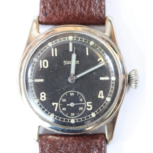 88 - DH marked Silvana wristwatch. Serial D354613H. Plated case, refinished, 34mm without crown. Springba... 