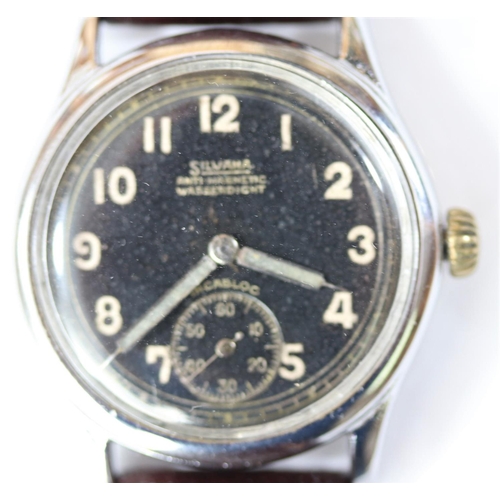 89 - DH marked Silvana wristwatch. Serial D260723H. Plated case, refinished, 34mm without crown. Fixed ba... 
