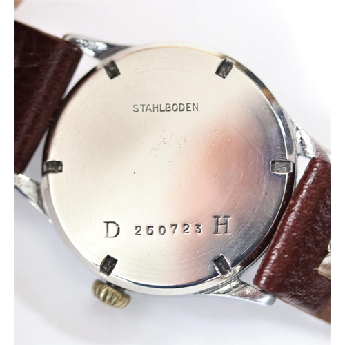 89 - DH marked Silvana wristwatch. Serial D260723H. Plated case, refinished, 34mm without crown. Fixed ba... 