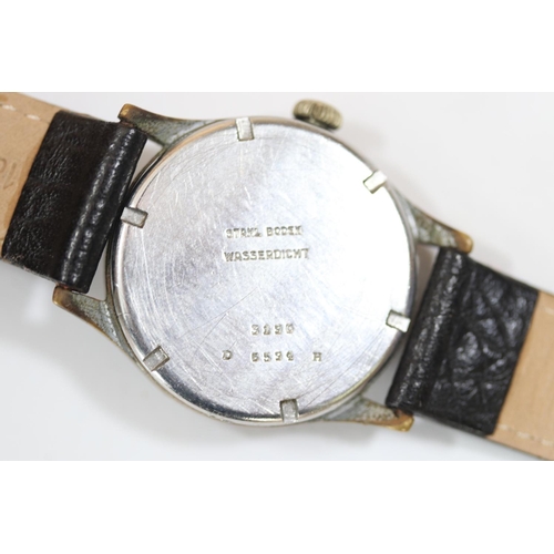 72 - DH marked Helvetia wristwatch. Serial D6594H. Plated case with brushed finish, heavy wear to plating... 