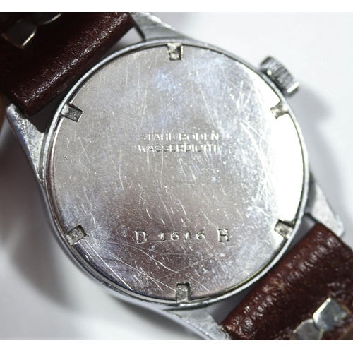 68 - DH marked Helios wristwatch. Serial D 1616 H.  Stainless steel case with polished finish, 33mm witho... 