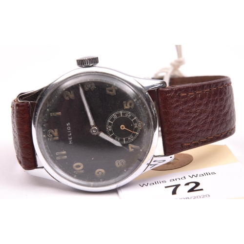 68 - DH marked Helios wristwatch. Serial D 1616 H.  Stainless steel case with polished finish, 33mm witho... 