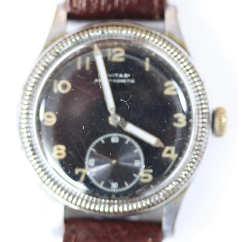 87 - Civitas aviators type wristwatch. Plated case, brushed finish, some light plating wear, coin edged b... 