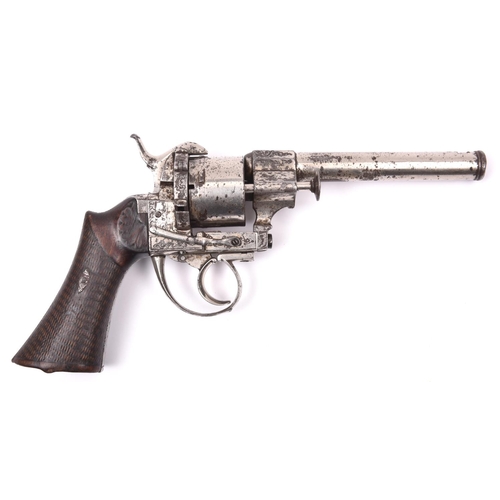 400 - A German 6 shot 12mm double action pinfire revolver, c 1867, round barrel 145mm with muzzle ring, en... 