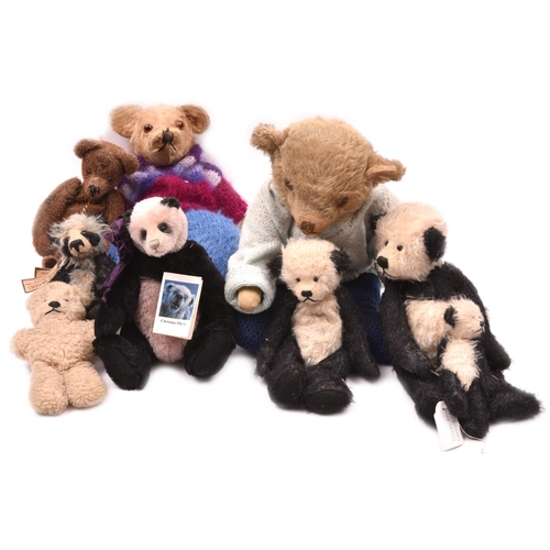 109 - 8x small Teddy Bears by various makes, including several handmade/short production run bears. 5x pan... 