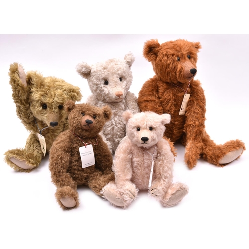 114 - 5x Atlantic Bears of Ross-shire Scotland Teddybears. All with original information labels attached t... 